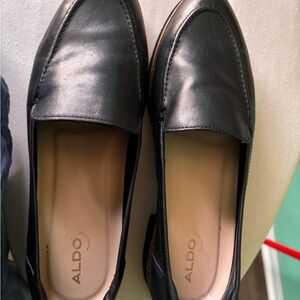Aldo Black Leather Slip-On Loafers